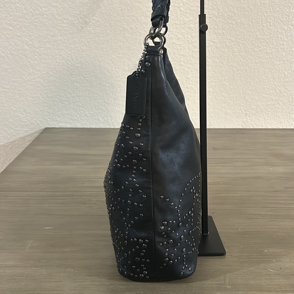 Coach Celeste Convertible Studded Black Leather Hobo F35203 - Picture 7 of 12